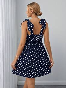 Momance Gaun Hamil Motif Polkadot - Navy Blue - View 2