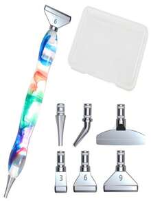 1pc New Diamond Painting Tool Set, Resin Diamond Pen With Replaceable Alloy Tips, Handmade DIY Accessory Kit - multicolor - View 8