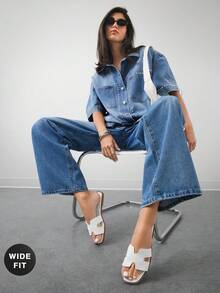 SHUZIA 女士宽楦舒适日常度假休闲平底凉鞋 情人节宽楦 - 白色 - 查看 3