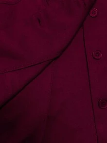 Yalmera Women's Solid Color Button Formal Fitted Vest Jacket - Burgundy - View 5