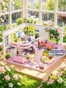 Luxury 639 Pcs Mini Building Blocks Set, Stress Relief Creative House Puzzle Toy For Adults, Exquisite Bedroom Scene Model With Stickers, Decorative Desktop Ornament, Perfect Birthday Gift, Fun DIY Assembly Game Kit For Home Decoration - Multicolor - View 1