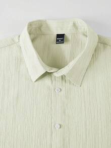 Manfinity Homme Men's Solid Color Single-Breasted Casual Commute Short Sleeve Shirt - Apricot - View 5
