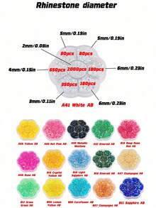 5000Pcs 2-6mm Jelly Color Flatback Rhinestones – Round Crystal Gems In Flower Box, 5 Sizes Mixed AB Glass Rhinestones For DIY Crafts, Clothing, Shoes, Bags, Phone Cases - AB Colors - View 5