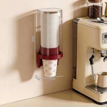 Disposable Cup Holder With Cup Extractor, No Drilling Required, Suitable For Home Storage, Commercial Coffee Shops, Bar Counters, And Wall-Mounted Use For Restaurant Paper Cups. - Red - View 7