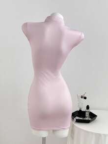 Elamini Chinese Style Minimalist Sexy Hot Girl Gentle Vintage Date Afternoon Tea Bar Photo Shoot Daily Light Commute Best Friend Gathering Stand Collar Oblique Collar Double Frog Button Floral Print Decoration Spring Summer Autumn Women's Pink Dress - Pink - View 3