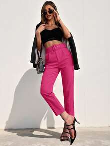Aveloria Modichic Women's Solid Color Casual Versatile Daily Wear Long Pants - Hot Pink - View 4