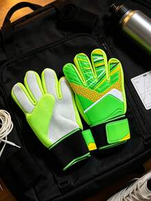 1 Pair Adult Soccer Goalkeeper Gloves With Finger Protection, Anti-Slip Wear Resistant Training Goalie Protective Gear - Green - View 7