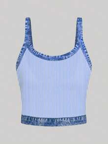 Resyla Women's Casual Striped Print Trim Camisole Tank Top, Suitable For Summer Holiday And Daily Commute - Multicolor - View 2