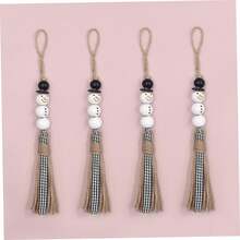 Festive Christmas Beaded Tassel Garland Decor, Snowman Bead String Ornaments, Hanging Holiday Decorations For Christmas Tree, Wall, Fireplace, Indoor Home Party - one size fits all - View 3