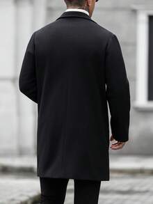 Manfinity CasualCool 男士純色翻領長袖單排扣休閒大衣 - 黑色 - 查看 2