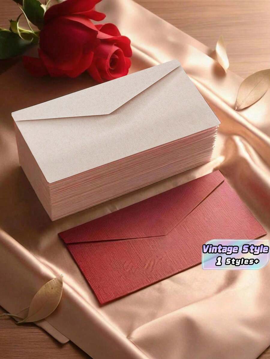 1PC Long Linen Envelope, Wedding Invitation Card Envelope, Western Business Invitation Envelope, Premium Thick Cardstock Envelopes For Gift Cards, Halloween Christmas Greeting Cards - White - View 1