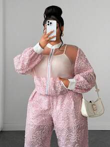 Maweii New Patchwork Casual Long Sleeve 2 Pieces Set Fall - Pink - View 4