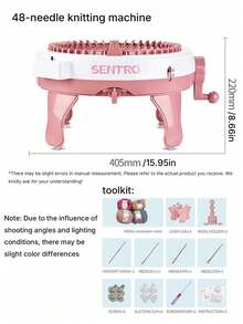 Juego de máquina de tejer de lana operada a mano (accesorios en colores aleatorios), máquina de tejer a crochet, máquina de tablero de tejido giratorio inteligente de doble cara - Rosa vieja - Ver 11