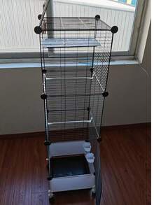 1pc Spliceable Height Adjustable Bird Cage With Pull Out Drawer Tray Easy Clean Removable Metal Base Movable Stand 360 Swivel Casters For Cockatiel Conure Budgie Parrot Lovebird Canary Finch Indoor Outdoor Pet Aviary Home Gift - Assembly Type - View 8