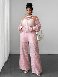 Maweii New Patchwork Casual Long Sleeve 2 Pieces Set Fall - Pink - View 5