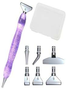 1pc New Diamond Painting Tool Set, Resin Diamond Pen With Replaceable Alloy Tips, Handmade DIY Accessory Kit - multicolor - View 9