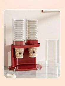 Disposable Cup Holder With Cup Extractor, No Drilling Required, Suitable For Home Storage, Commercial Coffee Shops, Bar Counters, And Wall-Mounted Use For Restaurant Paper Cups. - Red - View 2