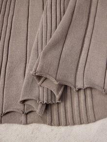 Veilorie Women's Solid Color Casual Daily Wear Knit Dress - Khaki - View 7