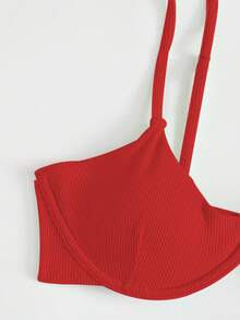 Swim Mod 2025 Women Solid Color Sexy Bikini Top With Underwire, Non-Padded Summer - Red - View 4