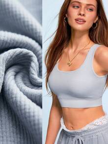 Sovereign Charm Women's Fashion Waffle Knit Sports Bra - Light Grey - View 7