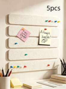 5PCS 33cm Self Adhesive White Felt Strips With Push Pins No Hole Wall Mounted Bulletin Memo Notice Board For Home Decor Study Office Birthday Gift - White - View 9