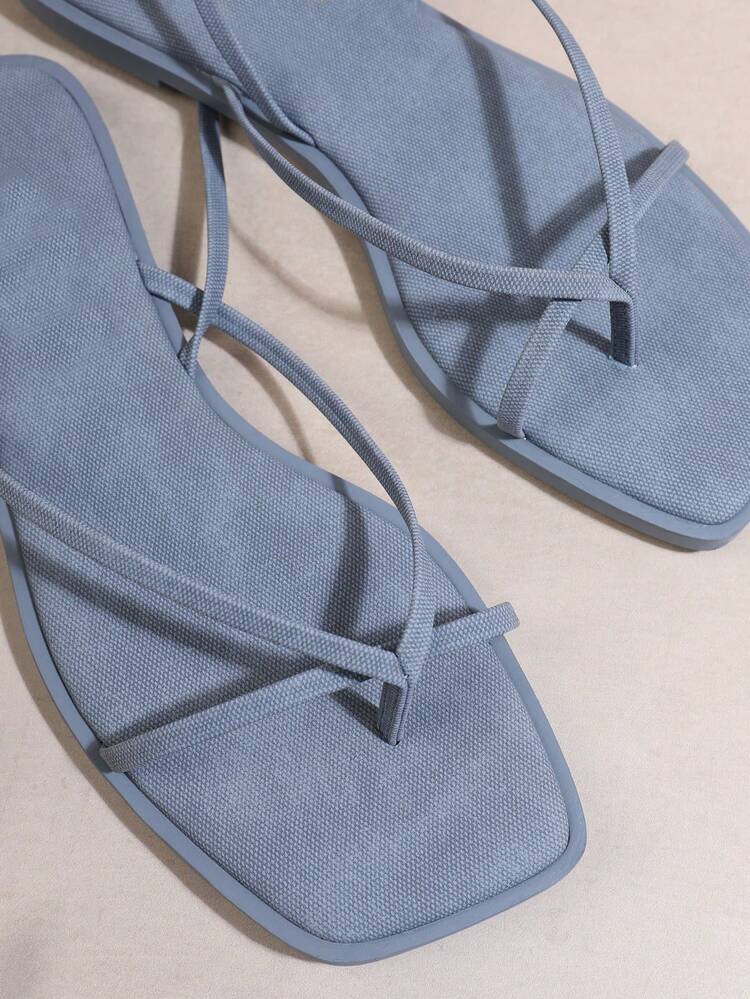 SHUZIA Women's Solid Color Casual Flat Sandals Summer Shoes Spring Shoes Spring Break Easter Vacation Shoes Casual Shoes Beach Shoes Mother's Day Present Valentine's Day - Blue - View 3
