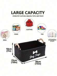 1pc Waterproof Soft Fabric Dog Toy Storage Basket With Handles Durable Portable Multipurpose Pet Toy Organizer Bin For Home Bedroom Pet Supplies Daily Organization - Multicolor - View 2