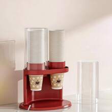 Disposable Cup Holder With Cup Extractor, No Drilling Required, Suitable For Home Storage, Commercial Coffee Shops, Bar Counters, And Wall-Mounted Use For Restaurant Paper Cups. - Red - View 4