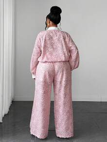 Maweii New Patchwork Casual Long Sleeve 2 Pieces Set Fall - Pink - View 2