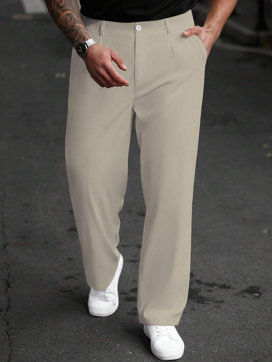 Manfinity Homme Pantalones largos casuales versátiles de unicolor para hombre talla grande - Albaricoque - Ver 1