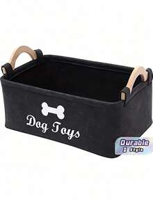 1pc Waterproof Soft Fabric Dog Toy Storage Basket With Handles Durable Portable Multipurpose Pet Toy Organizer Bin For Home Bedroom Pet Supplies Daily Organization - Multicolor - View 1