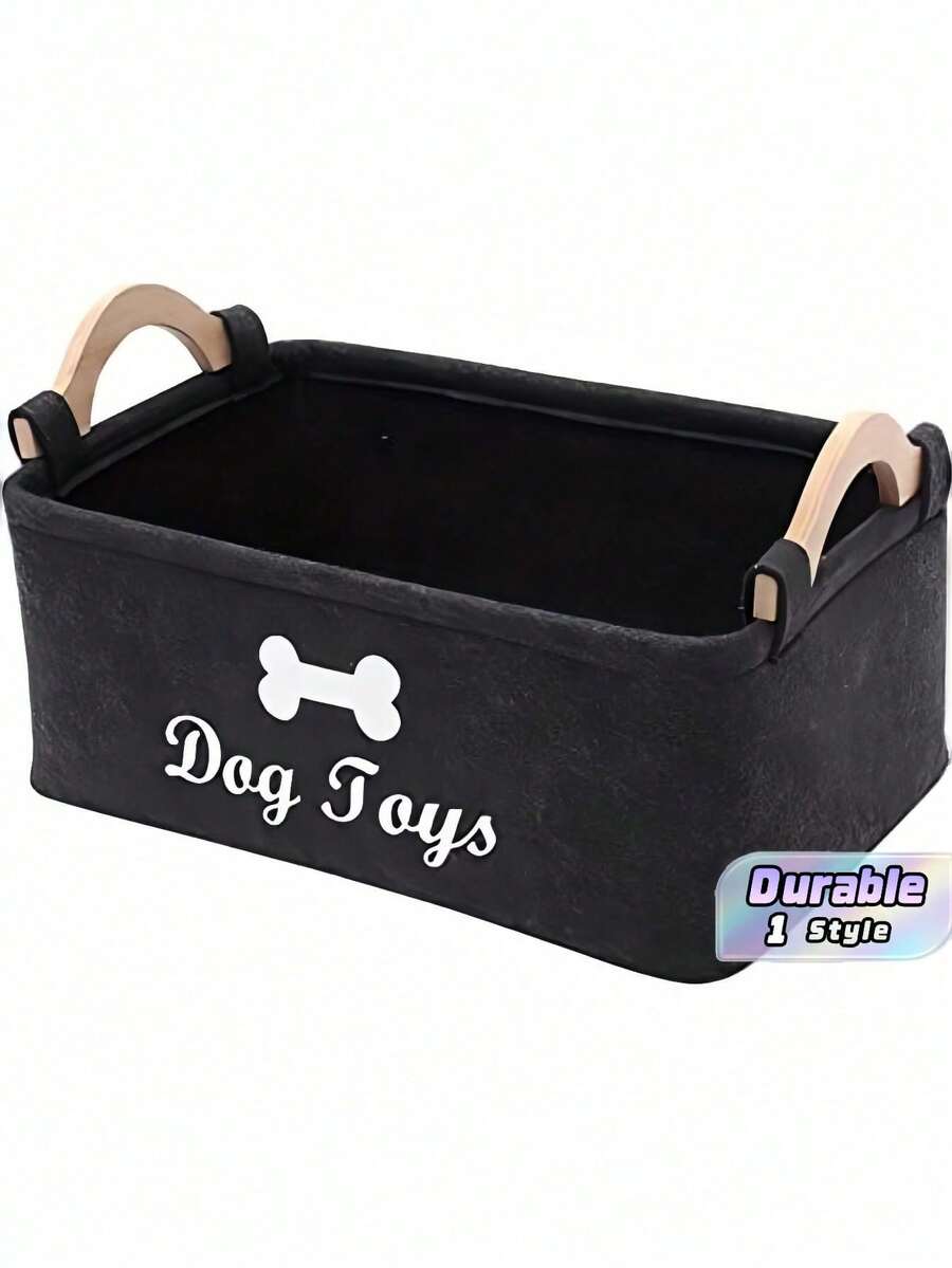 1pc Waterproof Soft Fabric Dog Toy Storage Basket With Handles Durable Portable Multipurpose Pet Toy Organizer Bin For Home Bedroom Pet Supplies Daily Organization - Multicolor - View 1