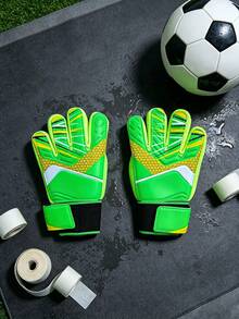 1 Pair Adult Soccer Goalkeeper Gloves With Finger Protection, Anti-Slip Wear Resistant Training Goalie Protective Gear - Green - View 8