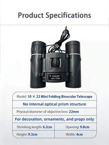 1PC Mini Folding 10X22 Binoculars Model No Optical Prism Non Functional Decorative Ornament Prop Only Portable Pocket Fake Telescope For Outdoor Shooting Party Home Farmhouse Decor - 30*60 - View 4