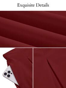 SOLERSUN Women's High Waist Capri Pants With Pockets, Pleated Wide Leg Cropped Trousers, Casual Chic Summer Workwear Pants,Quiet Luxury Capri Pants With Pockets, High Waisted Pleated Wide Leg Cropped Trousers, Effortless Old Money Workwear - Rose Red - View 9