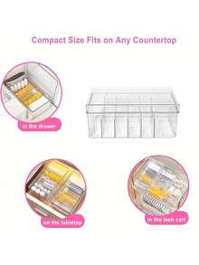 1PC, Transparent Portable Eyelash Extension Storage Box (With Lid) - Suitable For Eyelash Stylists, Ideal For Storing Beauty Products And Cosmetics - Multicolor - View 7