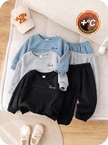 SHEIN 6pcs Baby Boy Baby Girl Cute Autumn/Winter Casual Versatile Solid Color Letter Print Long Sleeve Sweatshirt Tracksuit Joggers Set Basic Multi-Piece Pack - Multicolor - View 1