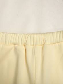 Tween Girls Cream Yellow Front Zipper Hoodie With Embroidered & Sweatpants Tracksuit 2Pcs Set - Yellow - View 10