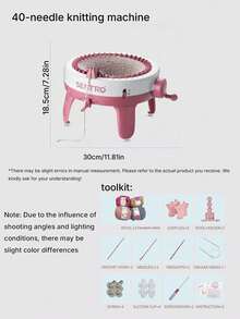 Juego de máquina de tejer de lana operada a mano (accesorios en colores aleatorios), máquina de tejer a crochet, máquina de tablero de tejido giratorio inteligente de doble cara - Rosa vieja - Ver 5