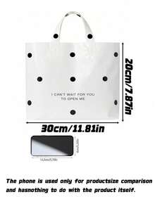 20 Pack Thickened Plastic Gift Tote Bag, Valentine's Day Party Gift Bag, Pink Simple Style Gift Bag, Light And Easy To Carry, Pink And White Dot Pattern, Suitable For Wedding, Shopping, Birthday Gift And Party Prize Bag - White - View 3