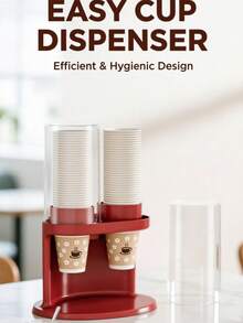 Disposable Cup Holder With Cup Extractor, No Drilling Required, Suitable For Home Storage, Commercial Coffee Shops, Bar Counters, And Wall-Mounted Use For Restaurant Paper Cups. - Red - View 1