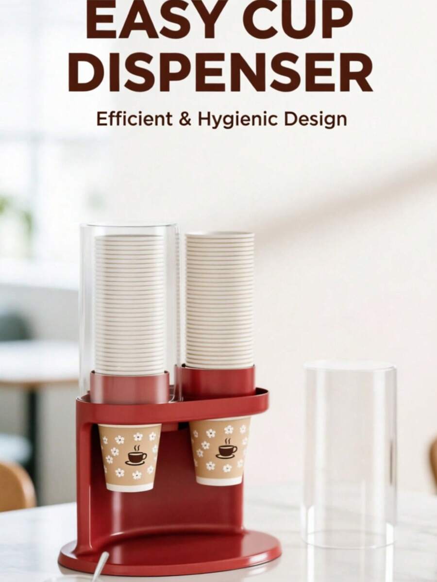 Disposable Cup Holder With Cup Extractor, No Drilling Required, Suitable For Home Storage, Commercial Coffee Shops, Bar Counters, And Wall-Mounted Use For Restaurant Paper Cups. - Red - View 1