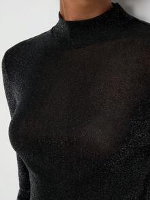 Maija Casual Business Sexy Basic Festival Mesh Top Summer Fall Modern Urban Minimalist Basic Commute Layering Long Sleeve Outwear - Black - View 10