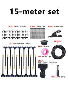 5‑M/10‑M/15‑M/20‑M DIY Greenhouse Garden Watering System, Universal Mist‑Cooling Kit Made Of Plastic, Electricity‑Free, Compliant With European And American Thread Standards, Suitable For Plant And Courtyard Mist Cooling - multicolor - View 13
