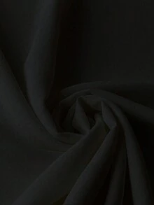 SHEIN CURVE+ 優雅休閒圓領短袖皺褶裝飾黑色大尺碼上衣 春夏秋 適合辦公室、早午餐、正式場合與派對 - 黑色 - 查看 5