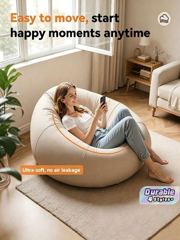 1 Outdoor Garden Beanbag Chair, Inflatable Lounge Sofa (Requires Inflation; Pump Not Included), Comfortable And Casual Seating, Ideal For Patios, Backyards, Lawns, Camping, And Poolside Use.
