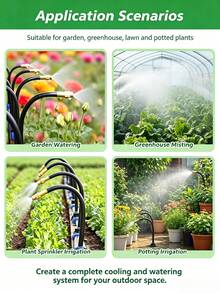 5‑M/10‑M/15‑M/20‑M DIY Greenhouse Garden Watering System, Universal Mist‑Cooling Kit Made Of Plastic, Electricity‑Free, Compliant With European And American Thread Standards, Suitable For Plant And Courtyard Mist Cooling - multicolor - View 2
