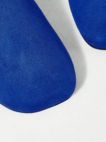 Mnmlis Sapphire Suede Closed Toe Female, Front Strap V-Cut Square Toe Flat Bottom, Eye-Catching Dating Atmosphere(Recommend Ordering One Size Smaller) Fall Shoes - Royal Blue - View 4