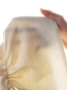 Aalyst 女款亞麻天絲人字紋紋理杏色寬鬆抽繩側腰鏤空綁帶蝴蝶結可調寬度落肩長袖薄款夾克，優雅法式復古通勤商務度假休閒街頭風極簡百搭老錢風穿搭，聖誕節感恩節開學新年秋季/冬季新品 - 杏色 - 查看 11
