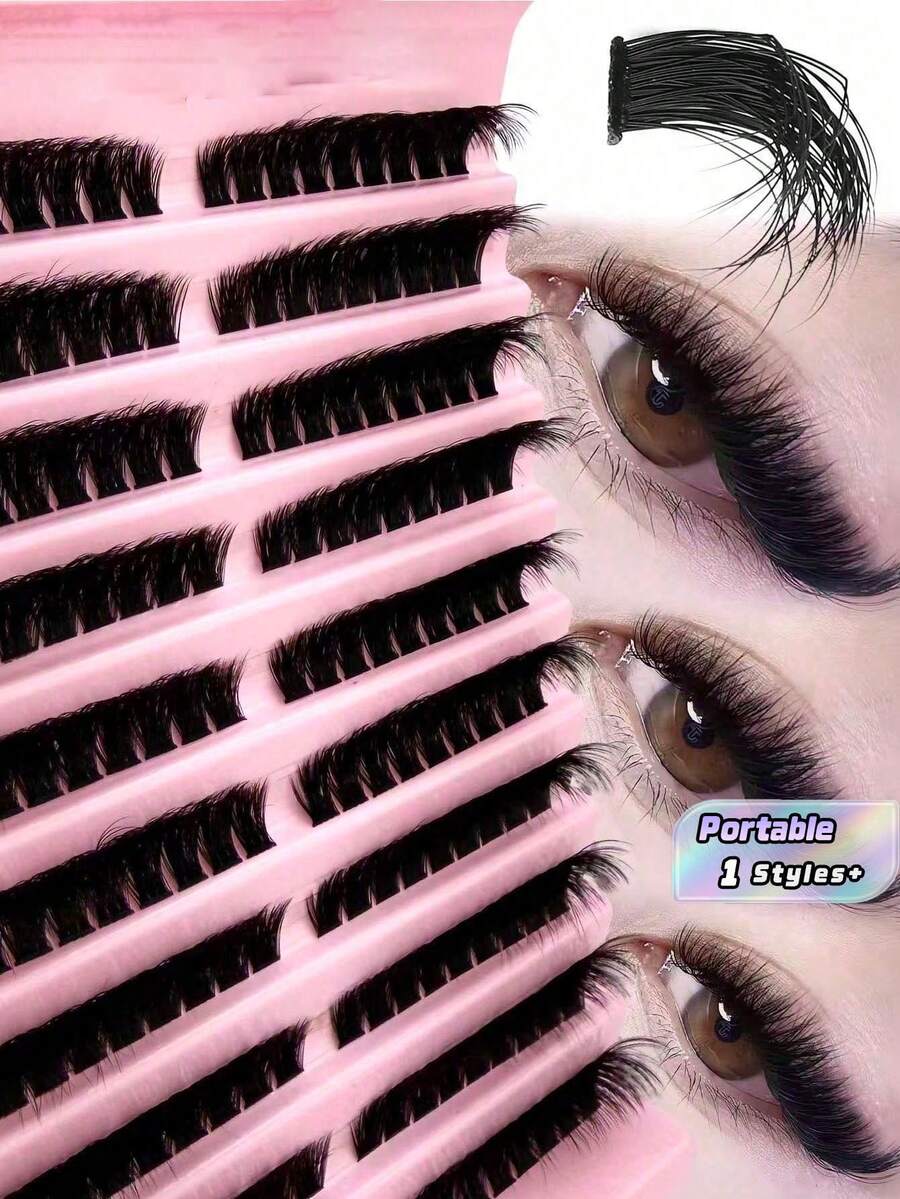 120 Tufted Eyelashes, D-Shaped Curled Style, Length 8-16 Millimeters ...